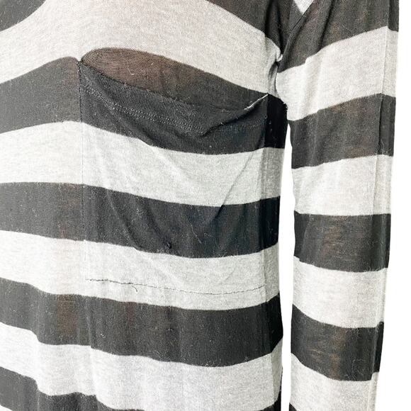 BCBGMaxAzria gray & black striped lightweight sweater tunic TOP women's S small - Picture 2 of 7